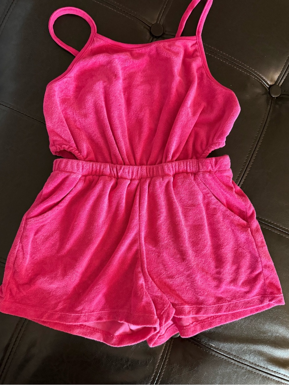 Old Navy Hot Pink Terry Romper With Pockets